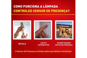 Lâmpada Controled Led 9W Sensor de Presença BR6500K  - Ourolux