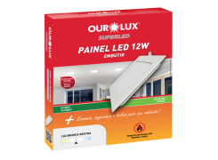 Luminária Led Embutir 12W Bivolt Luz Neutra 4000K Quadrada - Ourolux
