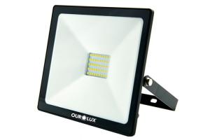 Refletor Led Slim 50W Bivolt Preto 6500K - Ourolux