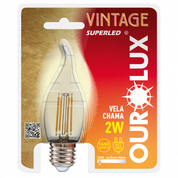 Vintage Led Vela Chama 2W Bivolt 2400K - Ourolux