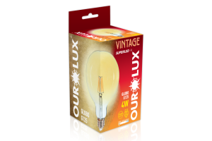 LAMPADA VINTAGE LED GLOBO G125 4W BIVOLT BRANCO QUENTE 2400K - OUROLUX