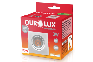 Lâmpada Led Mini Spot Branco Quadrado 3W Luz Neutra 4000K - Ourolux