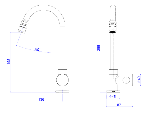 Torneira de Cozinha para Mesa com Bica Móvel Aspen Cromada 1167C35 - Deca