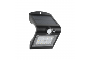 Arandela Solar V LED Preto 1,5W 6500k Com Sensor - DEMI