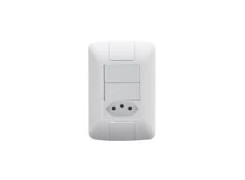 Interruptor Duplo Simples 6A+Tomada 2P+T10A Aria Branco 57241/073 - TRAMONTINA