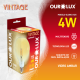 LAMPADA VINTAGE LED GLOBO G125 4W BIVOLT BRANCO QUENTE 2400K - OUROLUX
