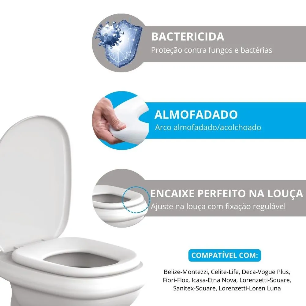 ASSENTO SANITARIO ALMOFADADO VOGUE PLUS BRANCO GELO-17 - ASTRA  