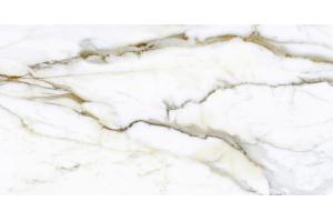 Porcelanato Calacata Pan Oro Retificado Polido Branco 94x94 MT A