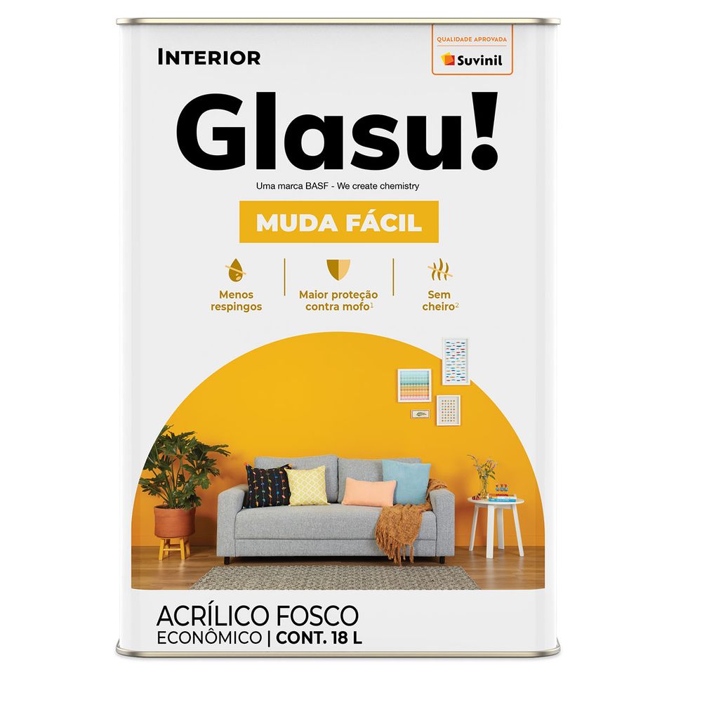 Tinta Muda Fácil Fosco Trevo da Sorte 3,6L Glasu! em oferta!